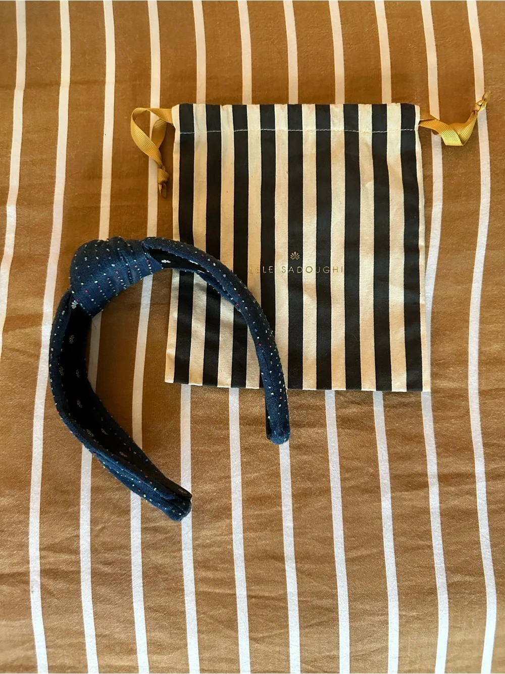 Lele Sadoughi Denim Dot Knot Headband